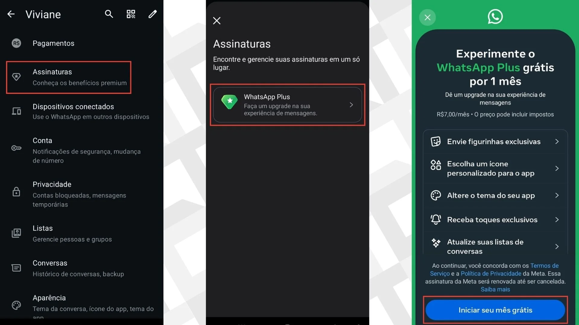Passos para assinar o WhatsApp Plus