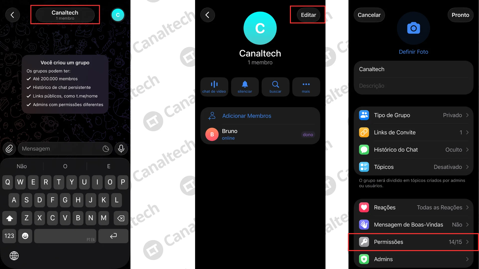 Como definir quem pode adicionar membros em grupos do Telegram