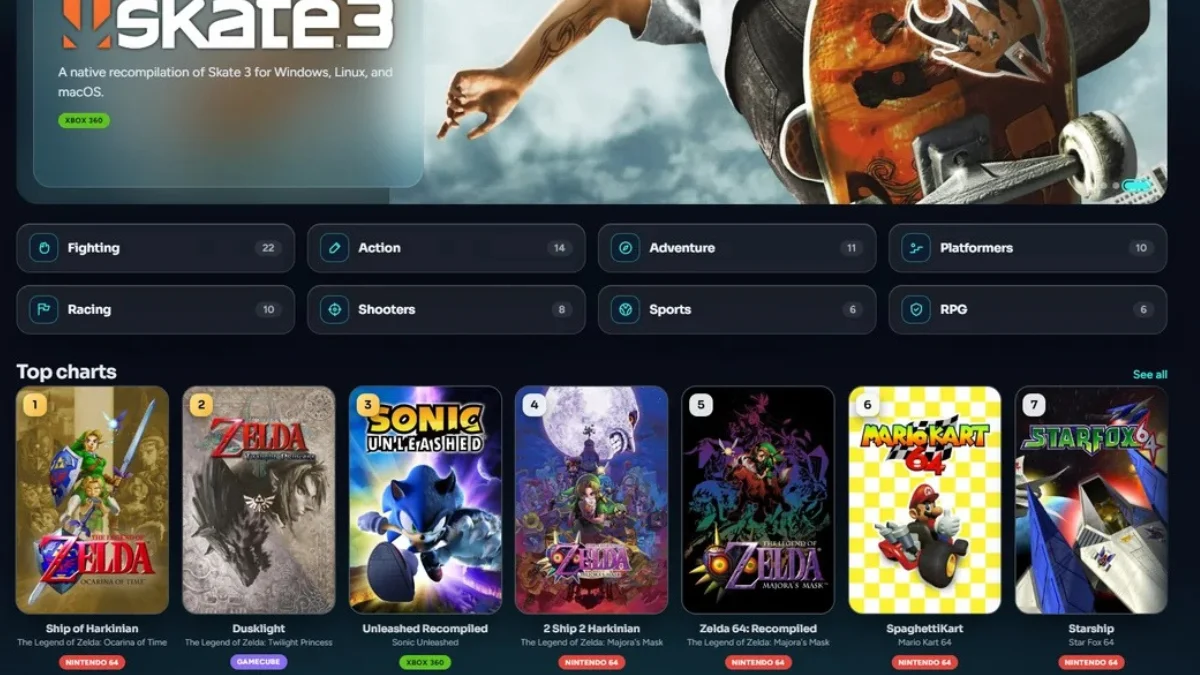 RecompLauncher apresenta ports nativos de Zelda e Sonic para PC sem emulador