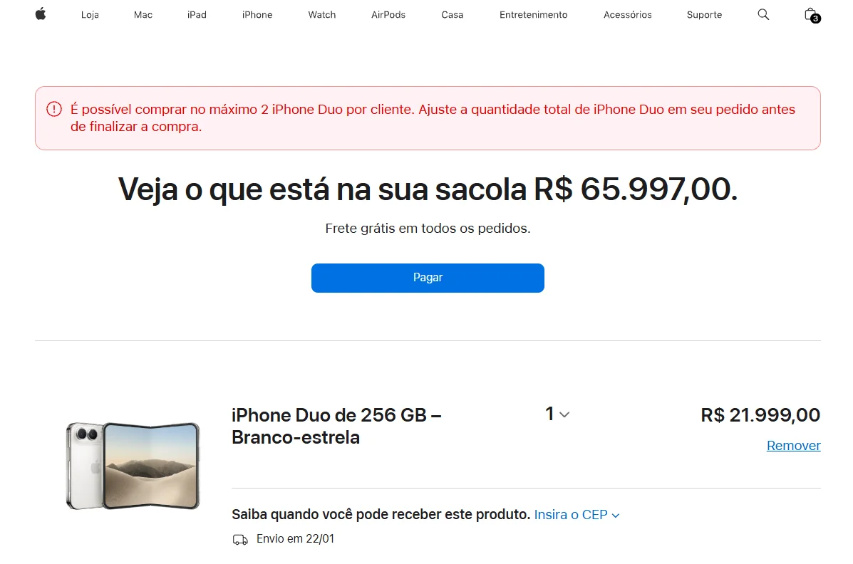 Quer levar 3 iPhones Duo de uma vez? A Apple não vai deixar
