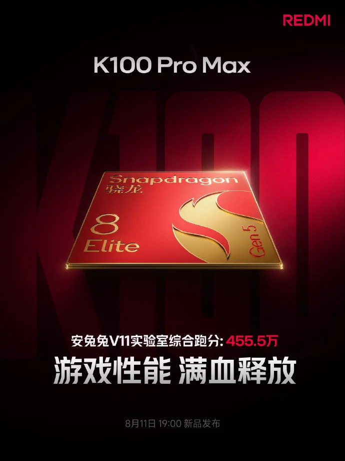 Xiaomi revela Redmi K100 Pro Max com processador topo de linha da Qualcomm