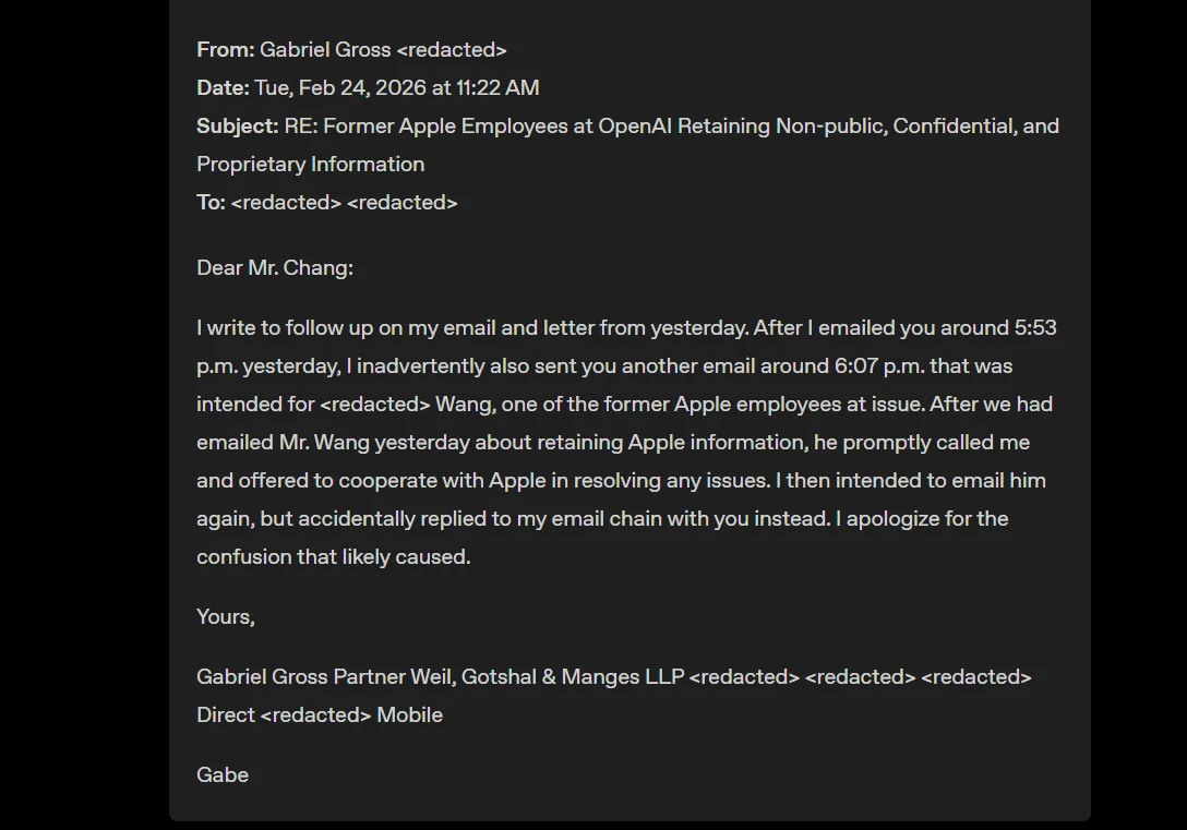 Gafe amadora expõe Apple em processo contra a OpenAI