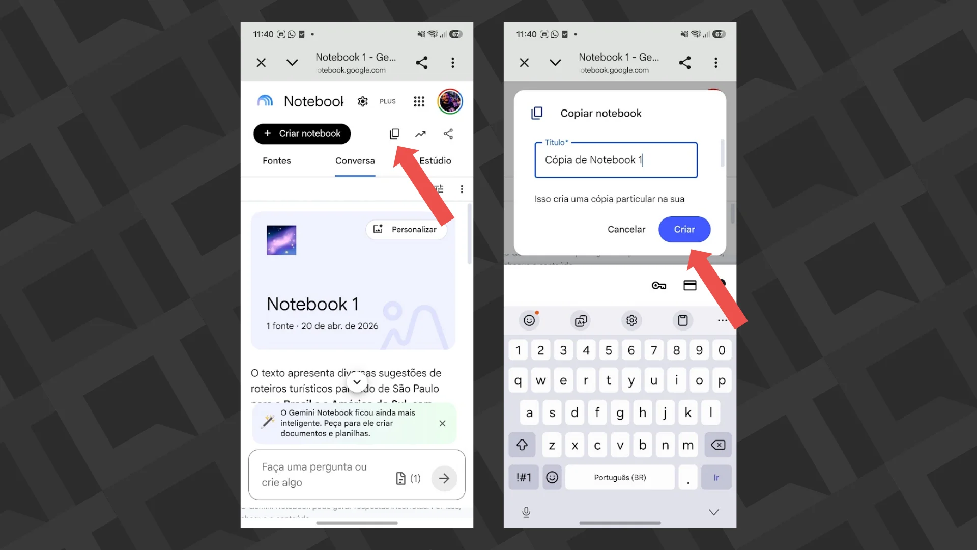 Gemini Notebook libera cópia de cadernos inteiros com um único clique