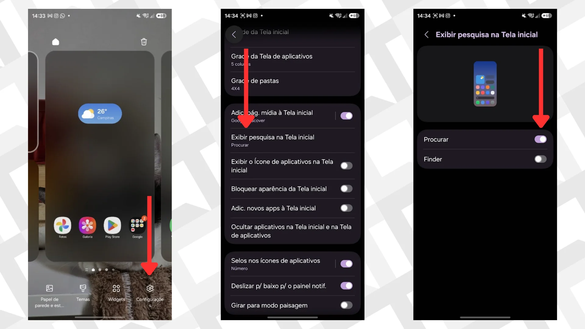 Como tirar a barra do Google da tela inicial na One UI 9