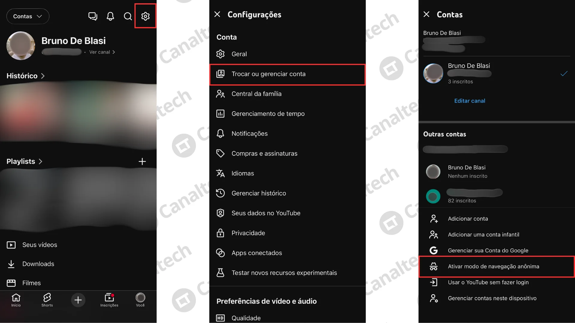 Como usar o modo de navegação anônima no YouTube