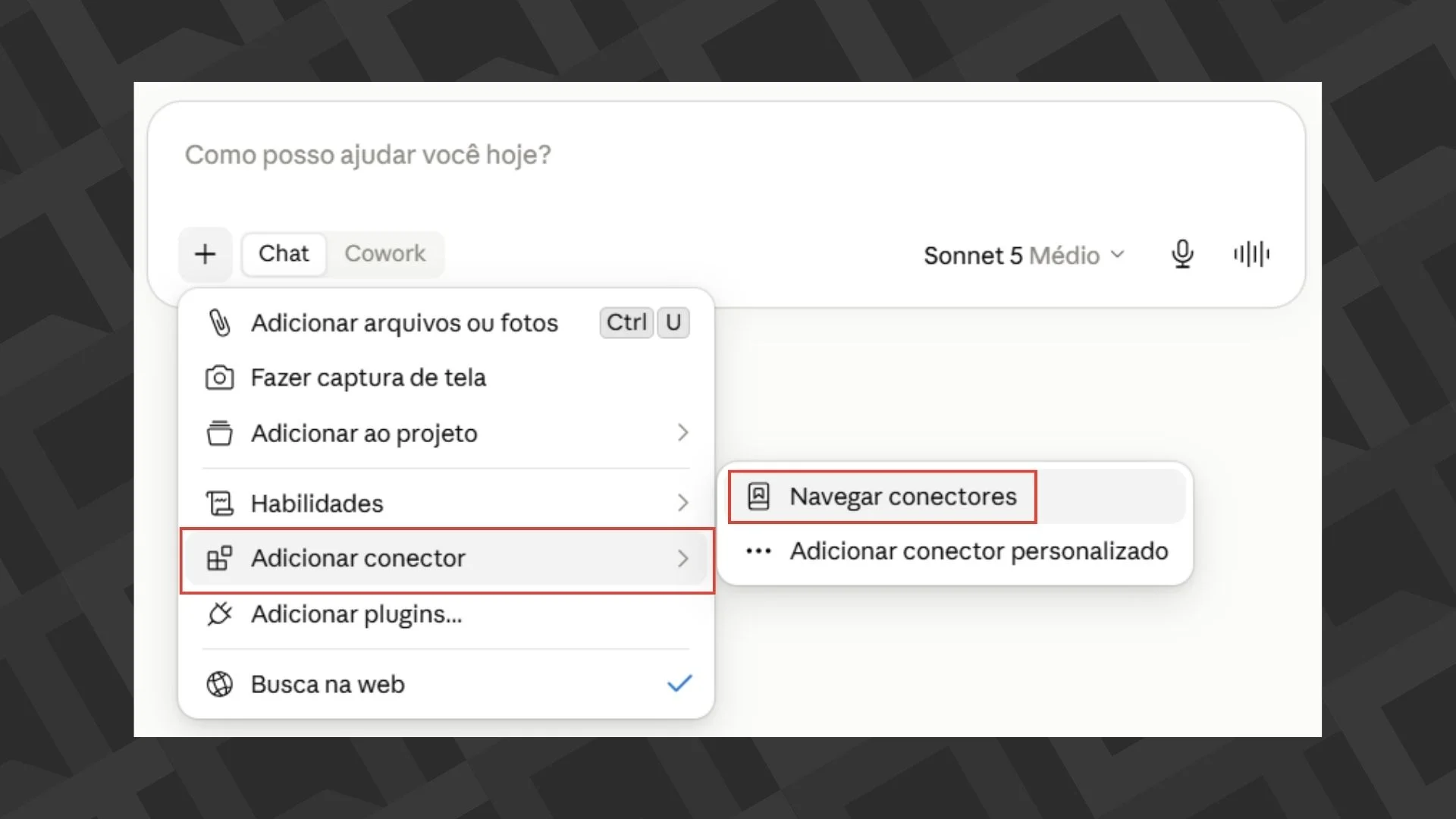 Conectores do Claude na web