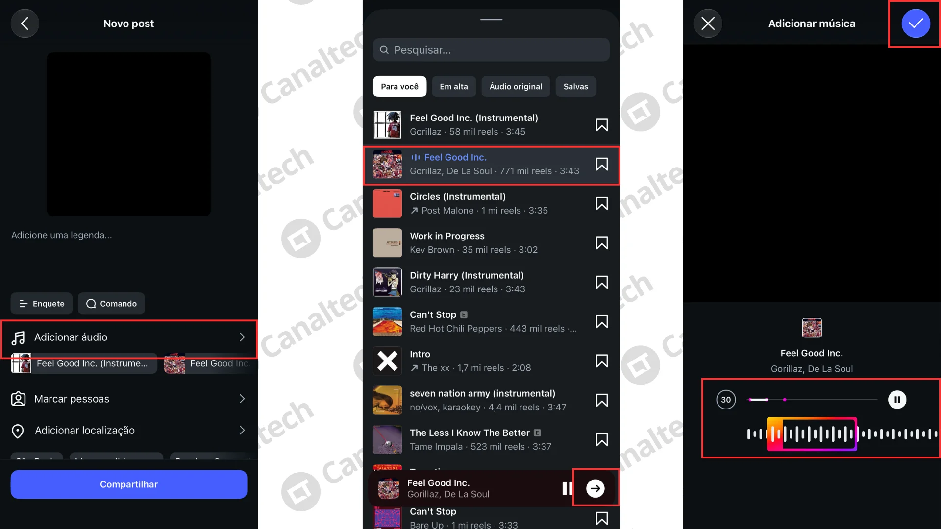 Como adicionar música em fotos e carrosséis no Feed