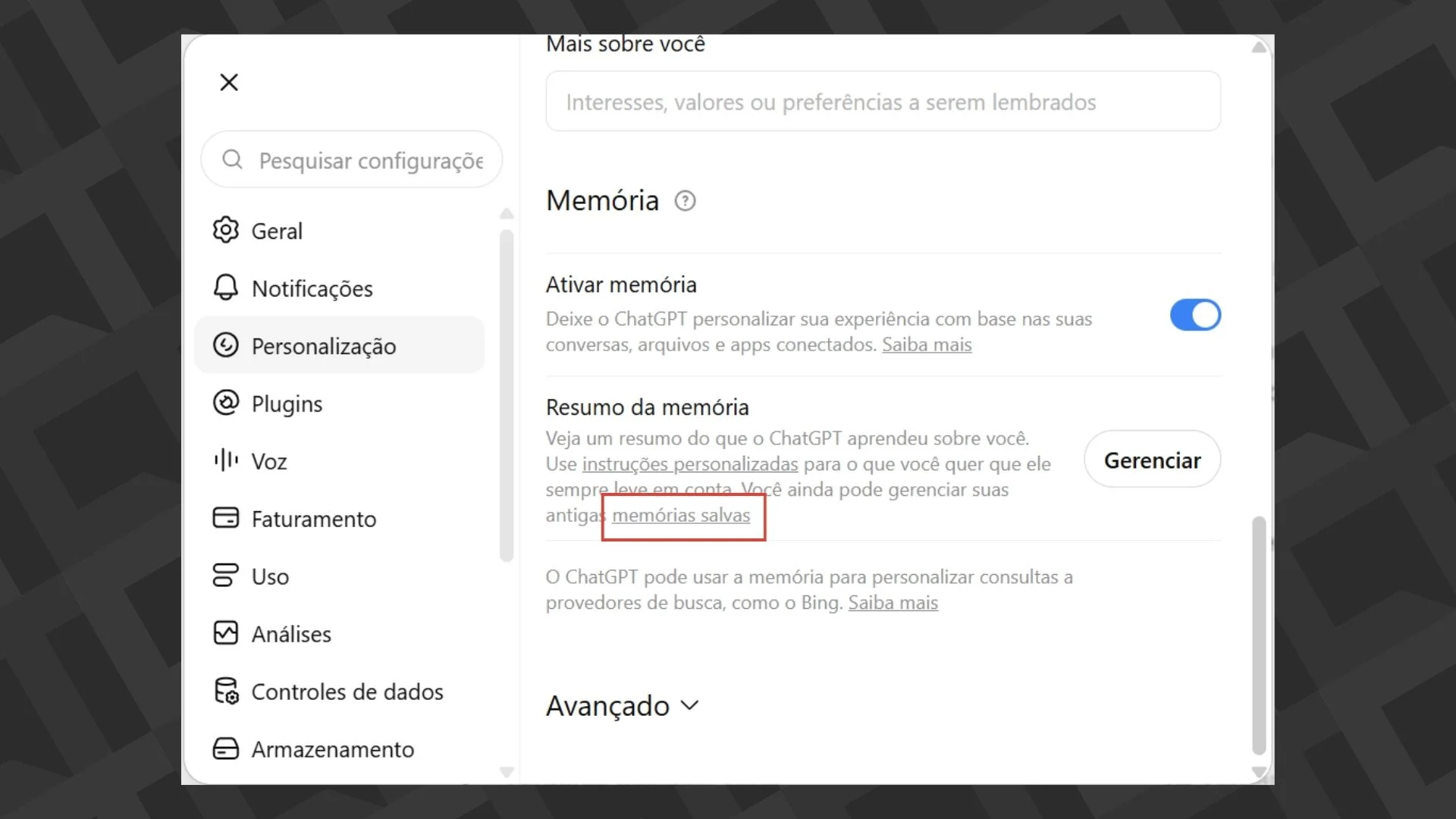 mem&oacute;rias antigas - PC - ChatGPT