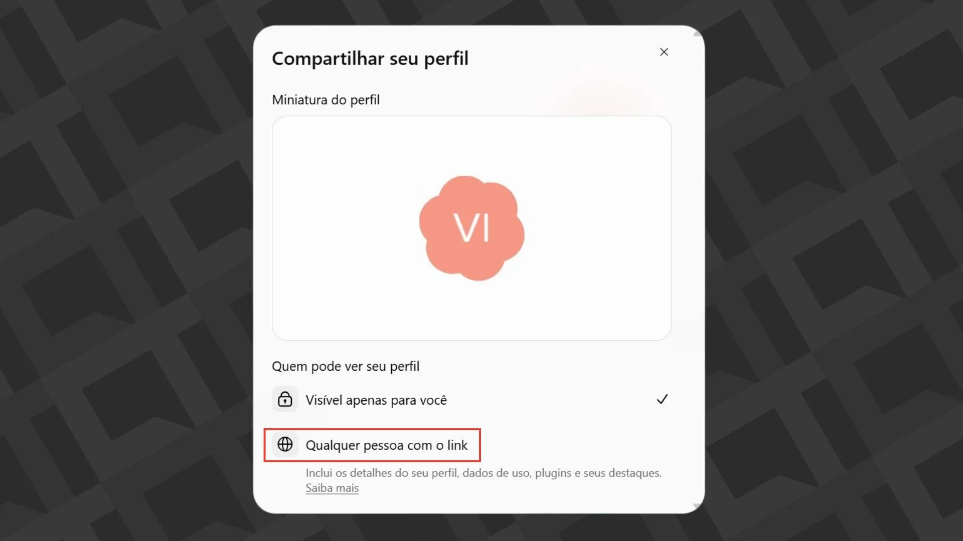 Perfil compartilh&aacute;vel ChatGPT