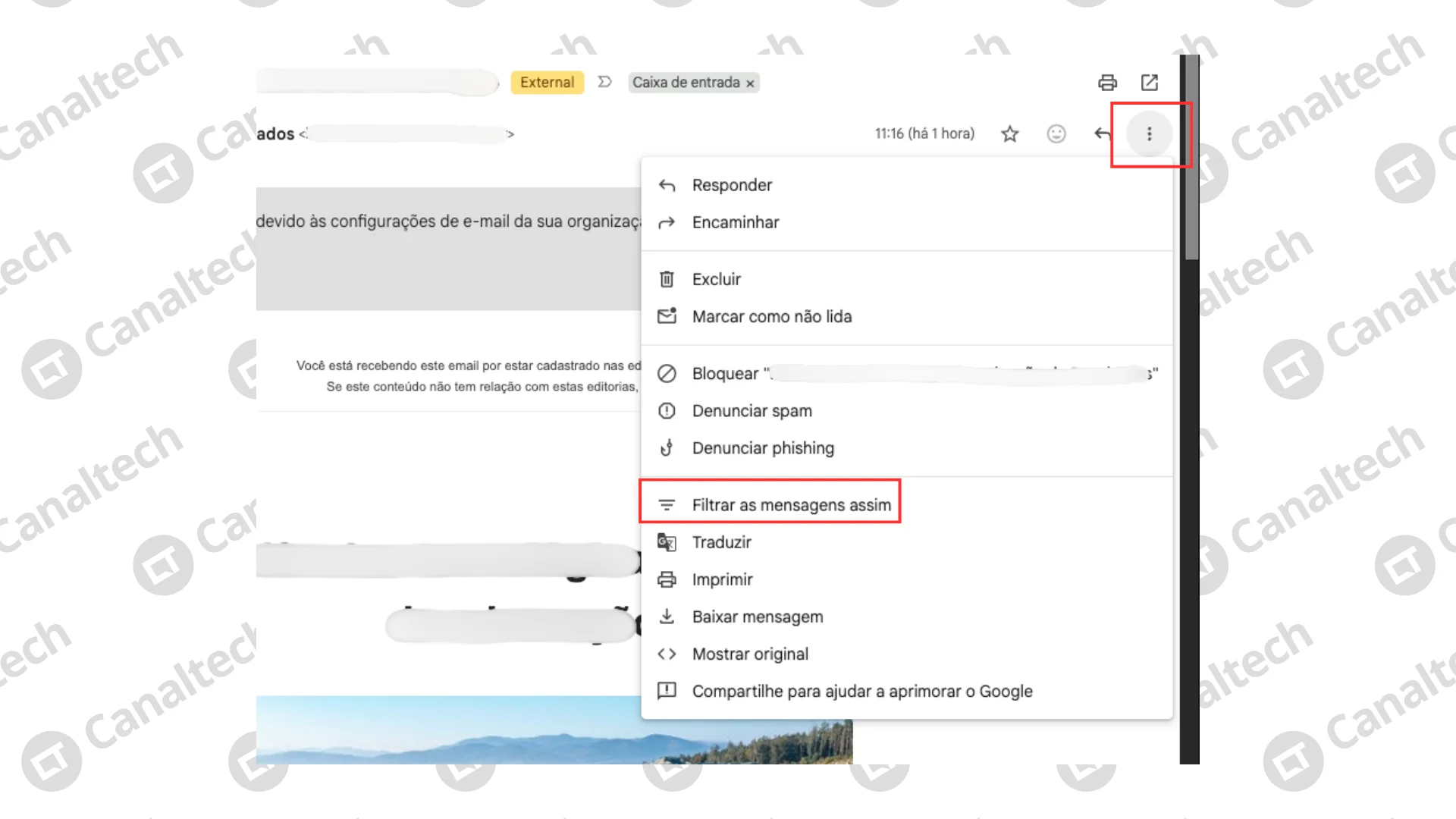 Como criar filtros a partir de um e-mail específico