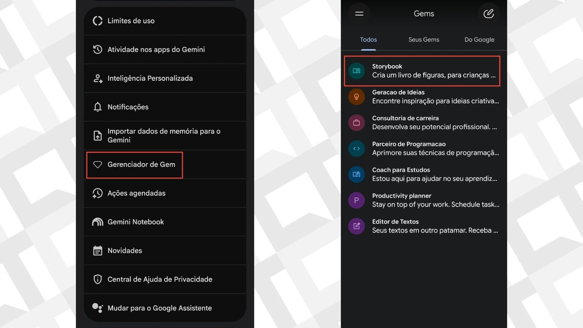 Gemini Gem configurado do Google