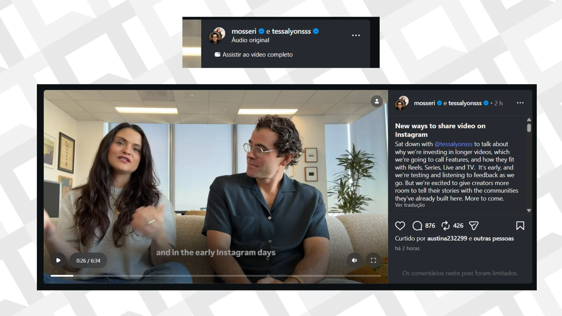 Instagram testa novo formato de vídeos horizontais e Brasil será "laboratório"