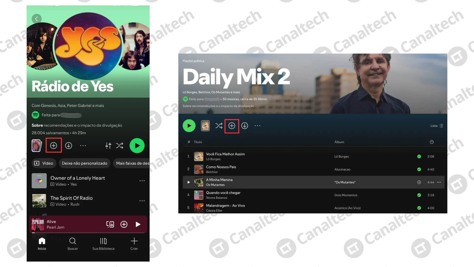Como salvar músicas e podcasts na Sua Biblioteca