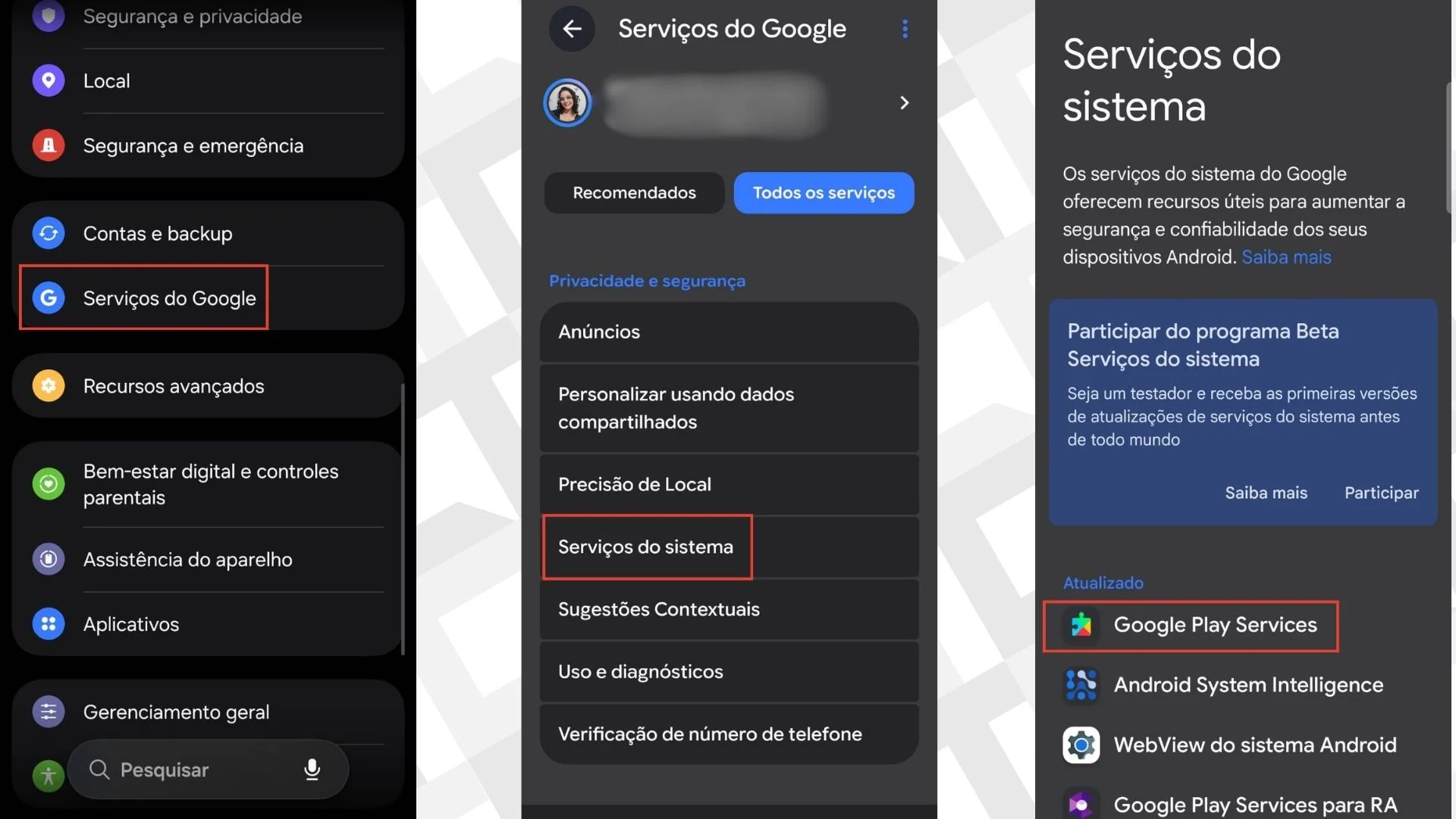 Tela de atualiza&ccedil;&otilde;es - Android