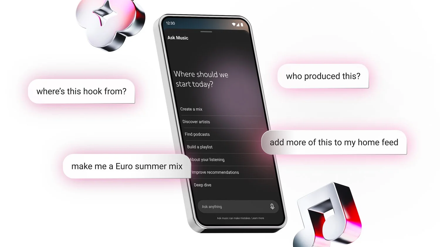 YouTube Music ganha botão fixo de IA para criar playlists e pedir músicas