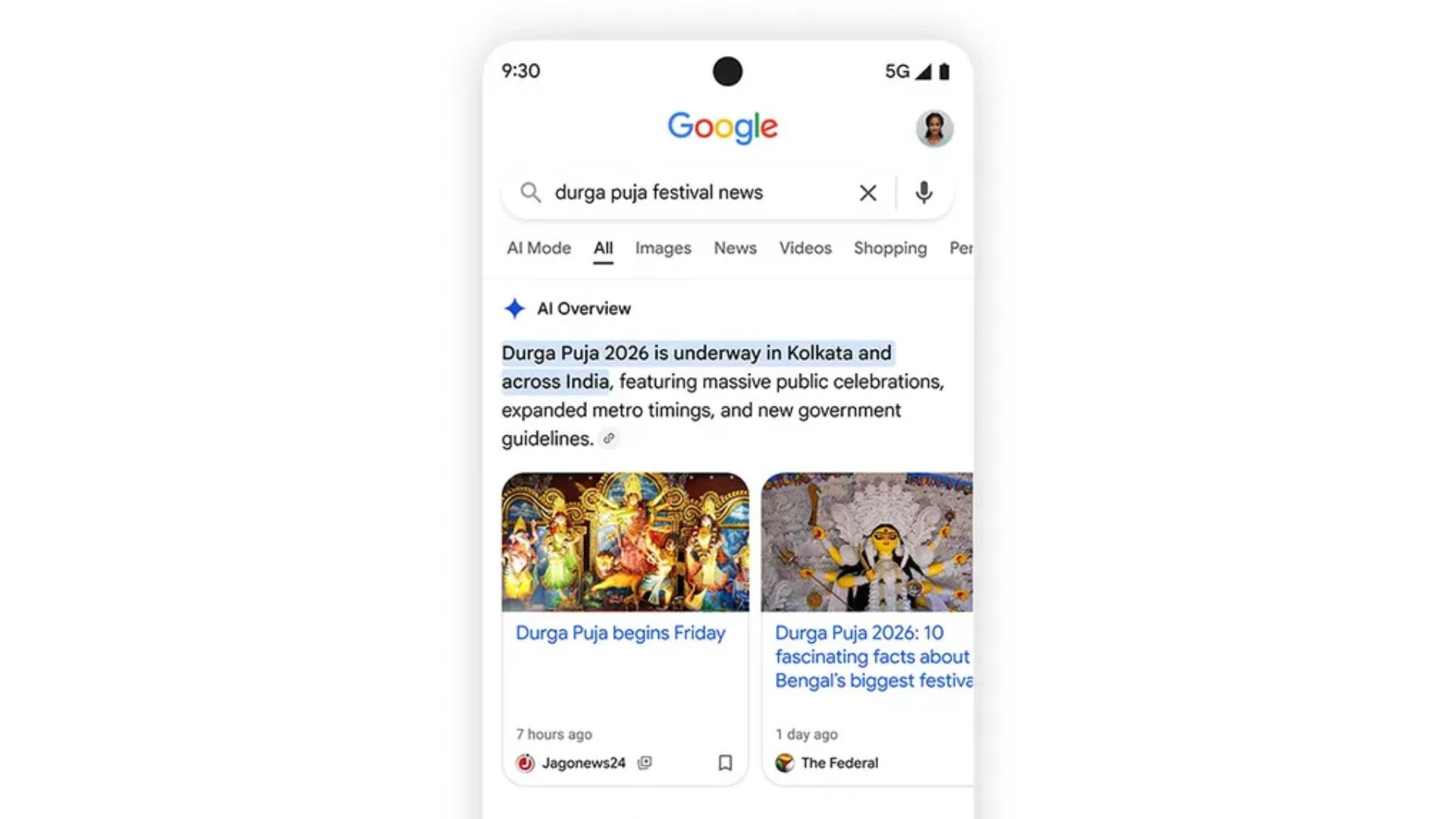 Modo IA Carrossel Google