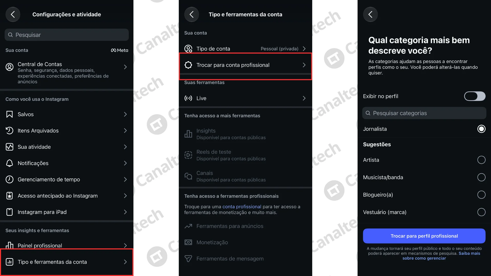 Como mudar para conta profissional