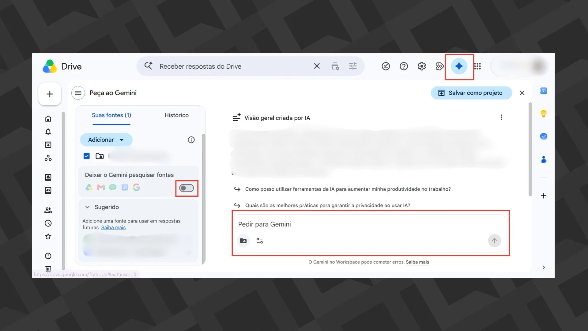 Gemini no Google Drive