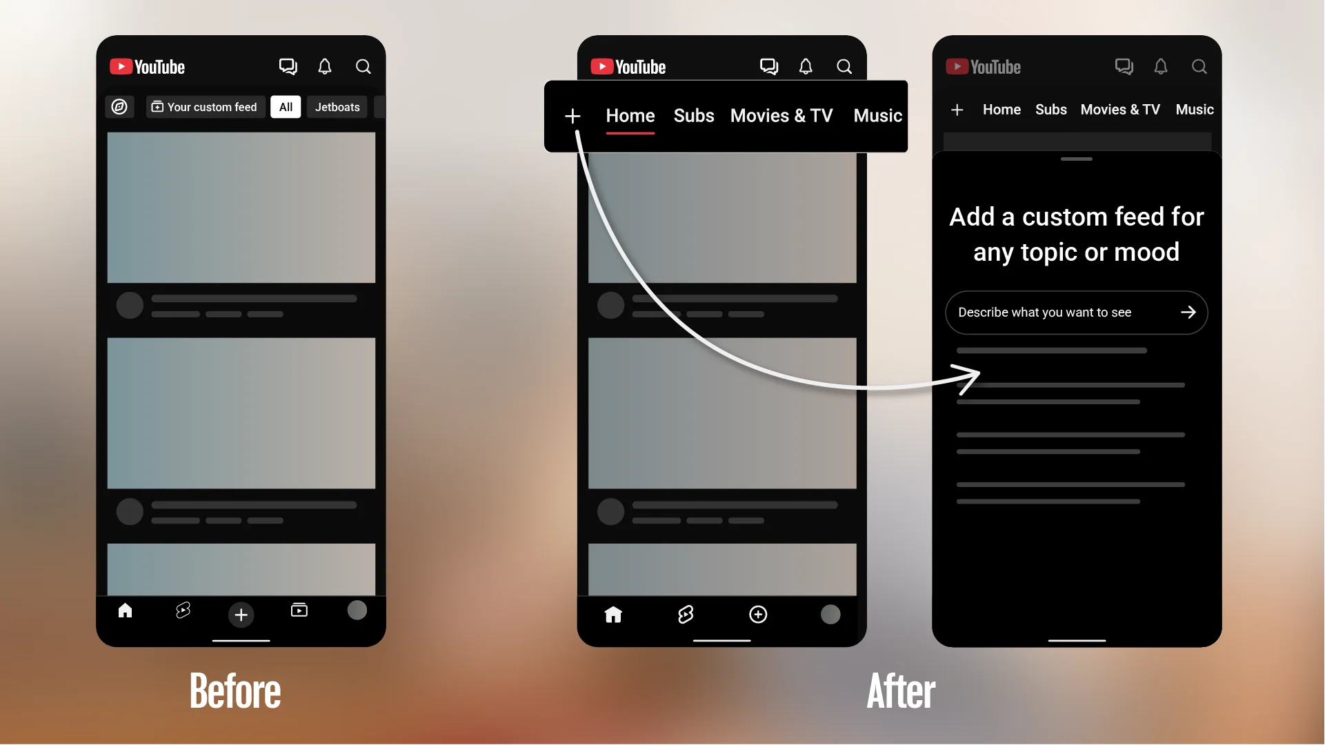 Grande alteração no app do YouTube lança feeds personalizados por comando