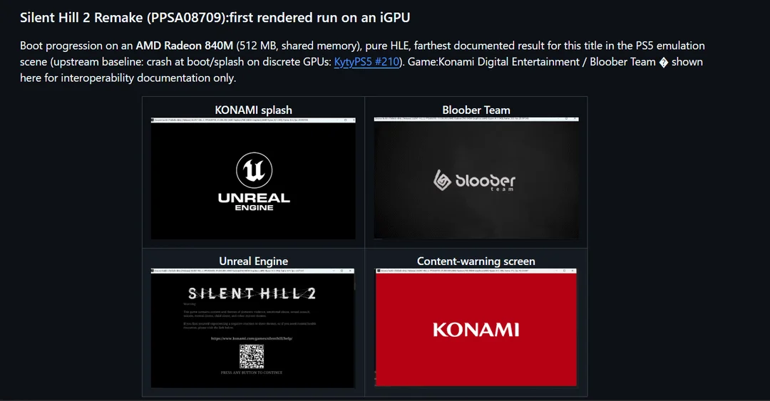 Emulador do PS5 avança e já dá boot em Silent Hill 2 Remake em PC com vídeo integrado