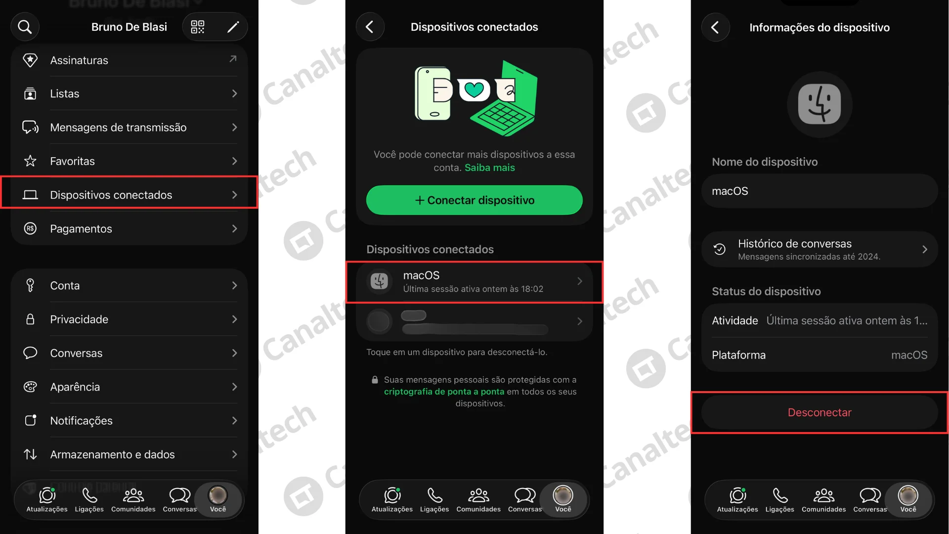 Como remover dispositivos conectados do WhatsApp