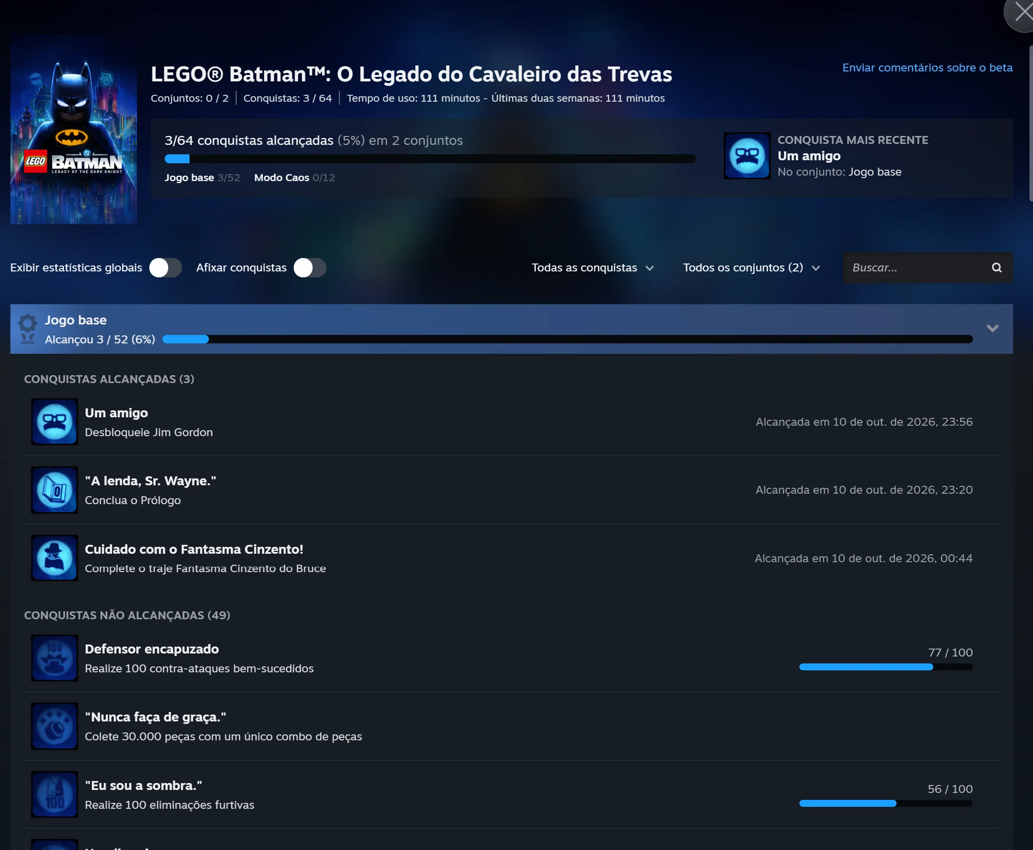 Reformulação no Steam agora separa conquistas do jogo base e expansões