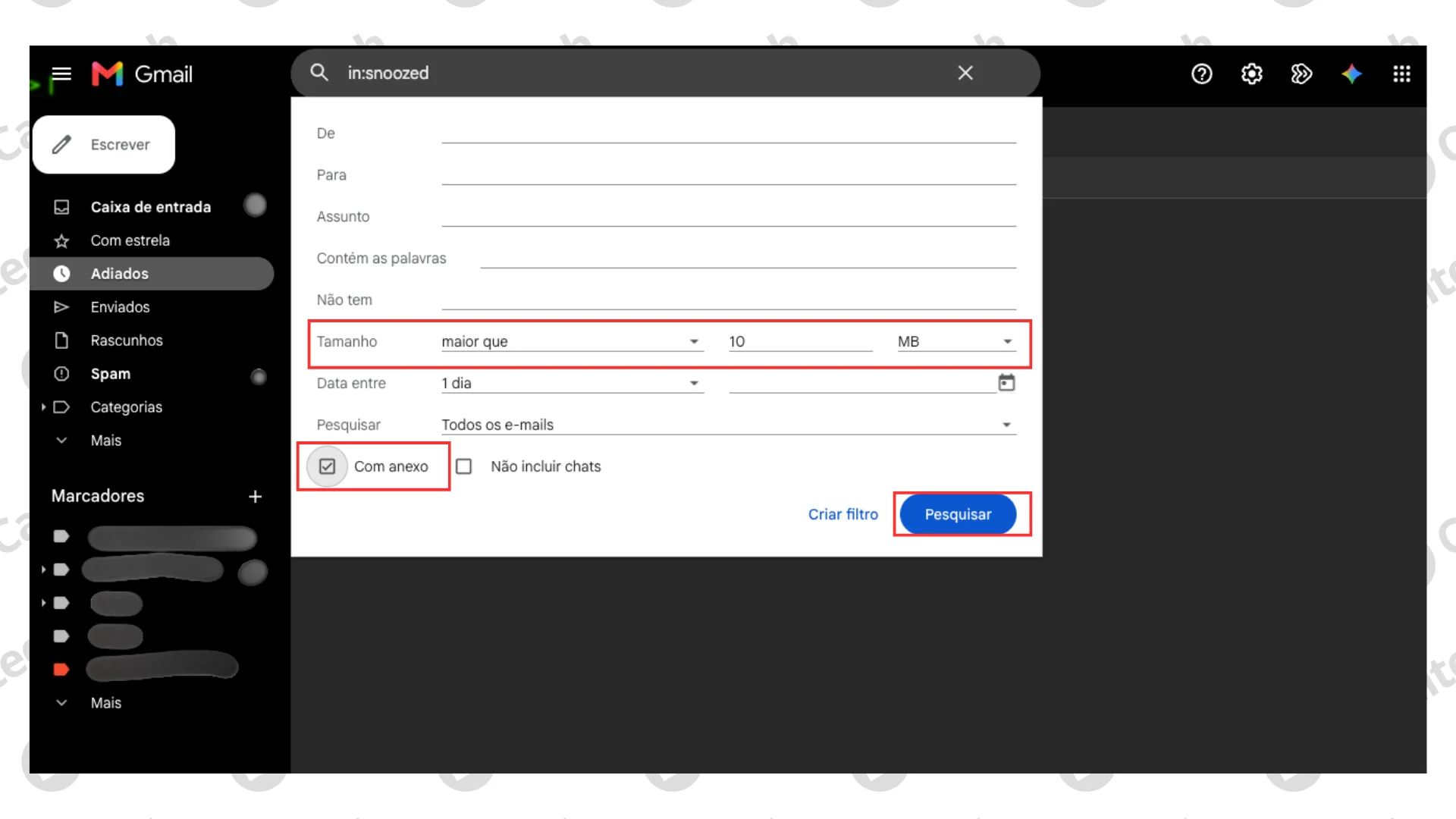 Como encontrar e-mails pesados no Gmail