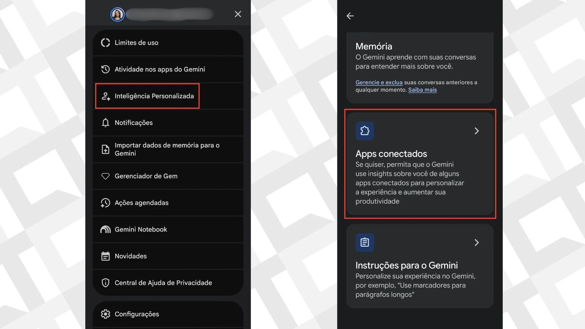 Apps conectados Google Gemini