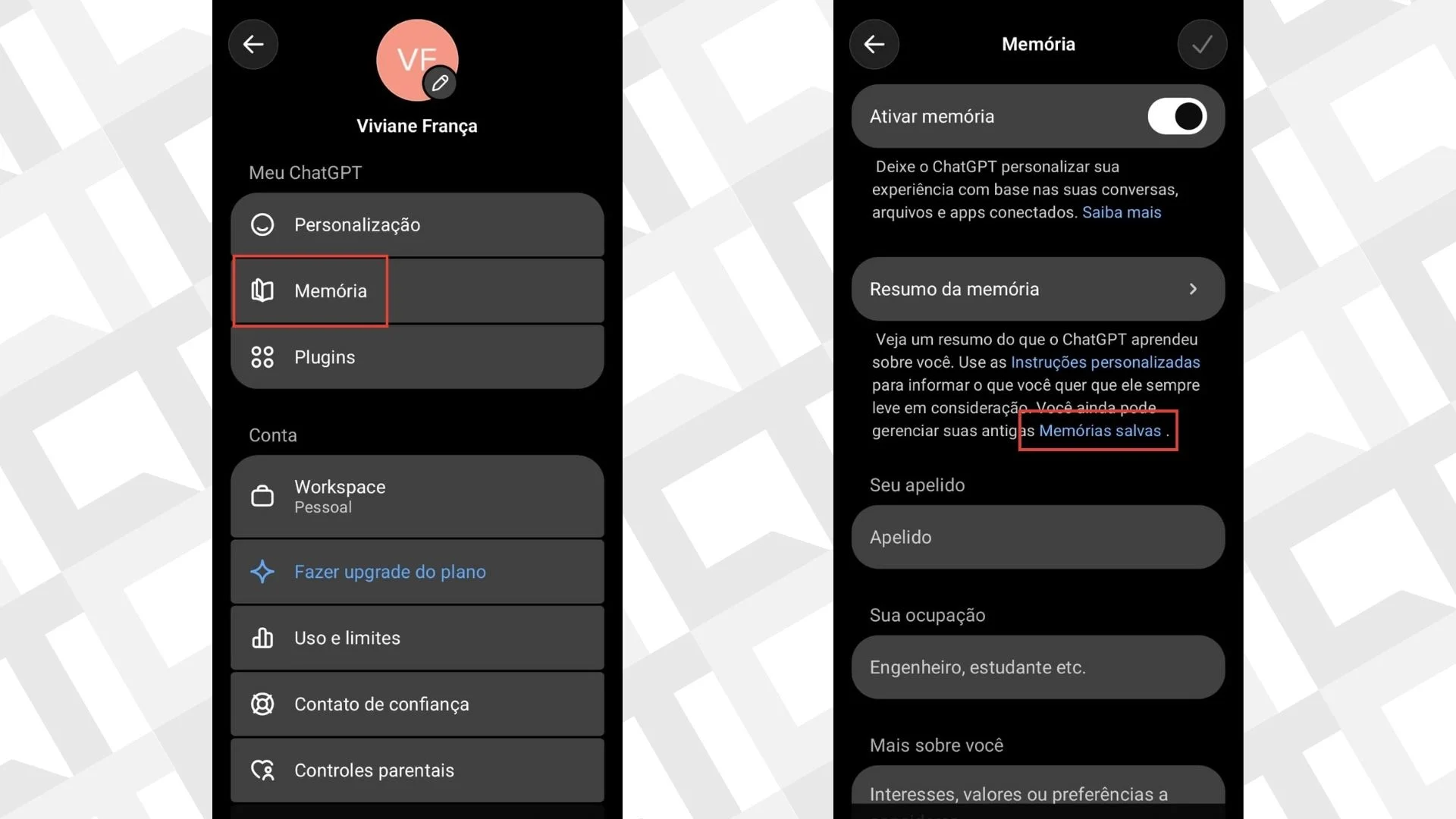 mem&oacute;rias antigas - celular - ChatGPT