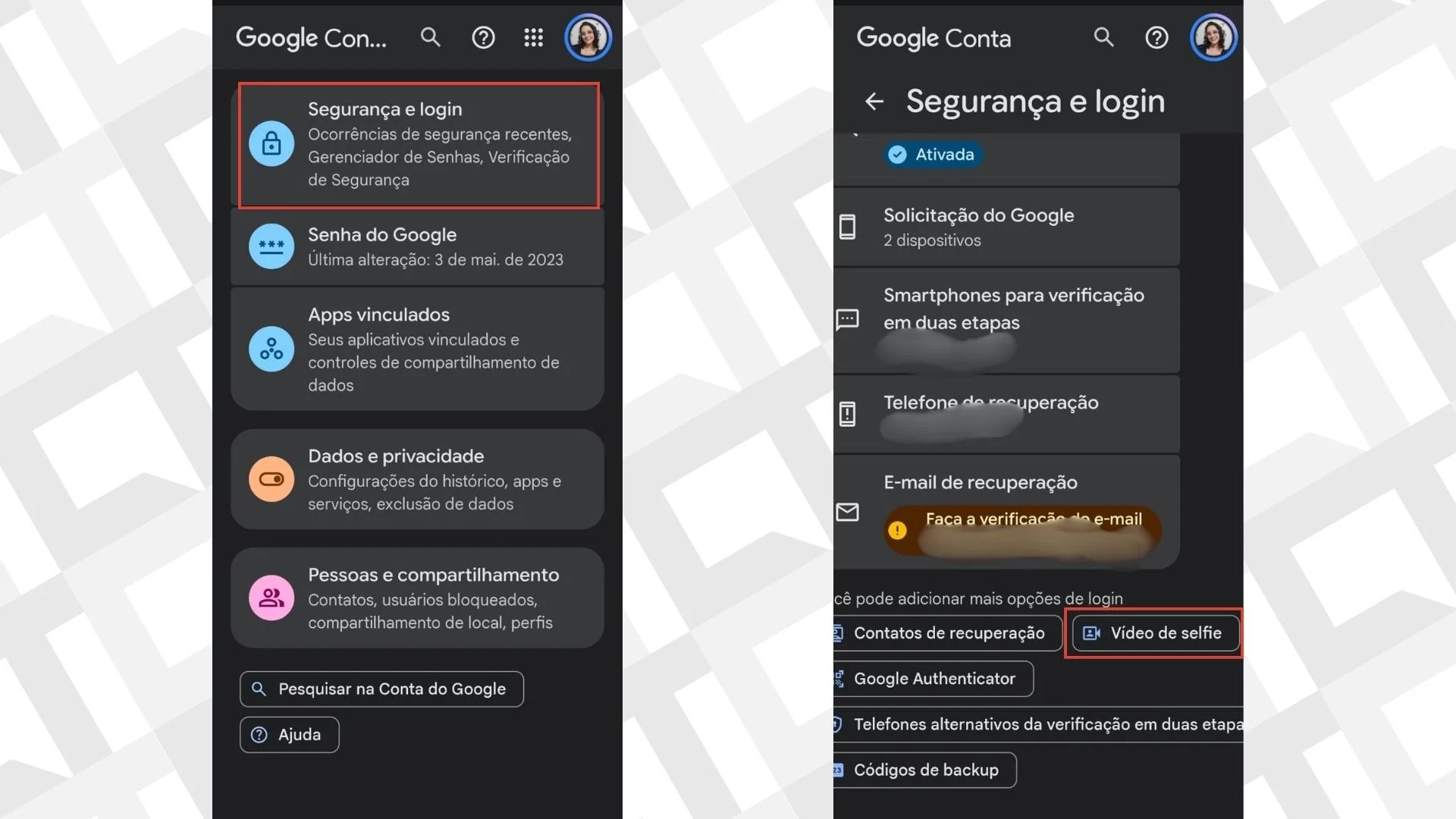 Selfie em v&iacute;deo - Google
