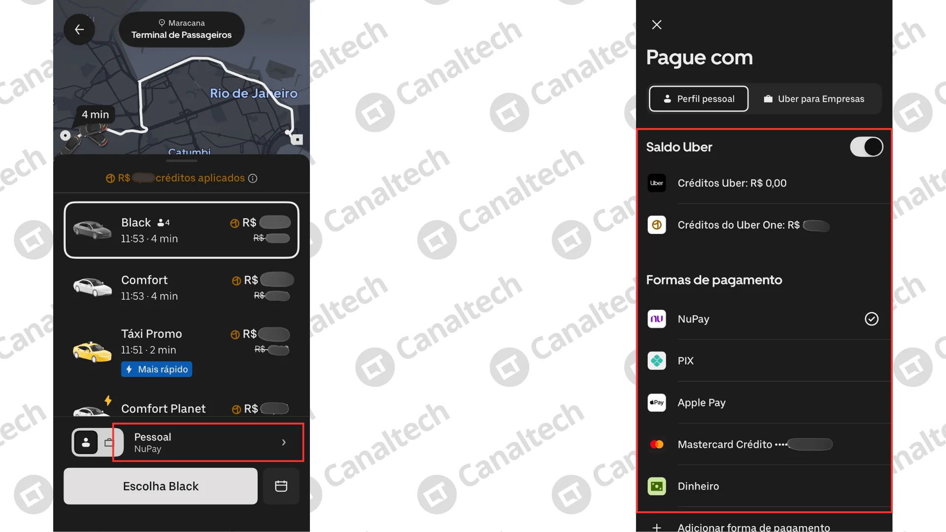 Como selecionar a forma de pagamento ao pedir um Uber