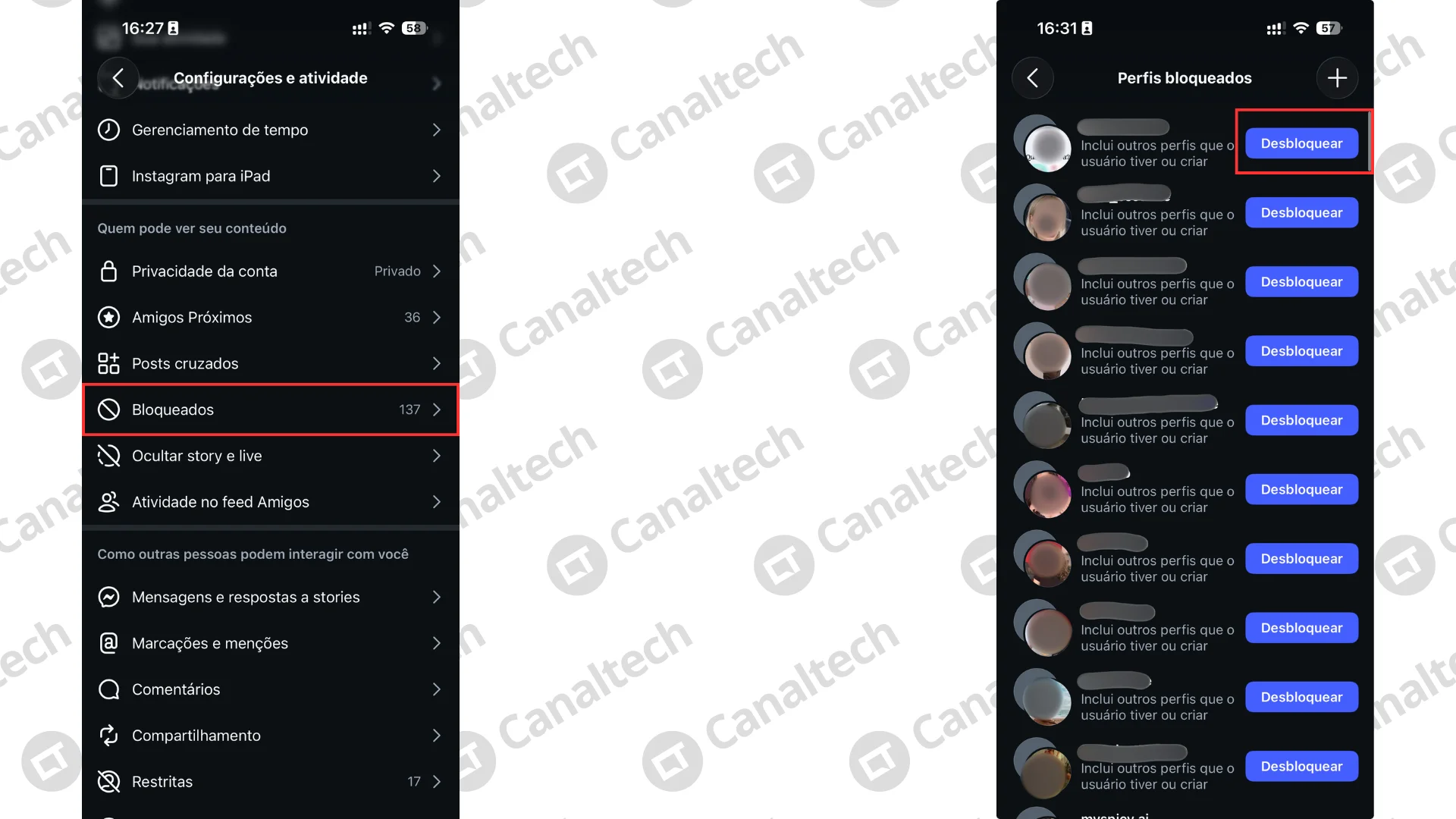 Como desbloquear um perfil do Instagram