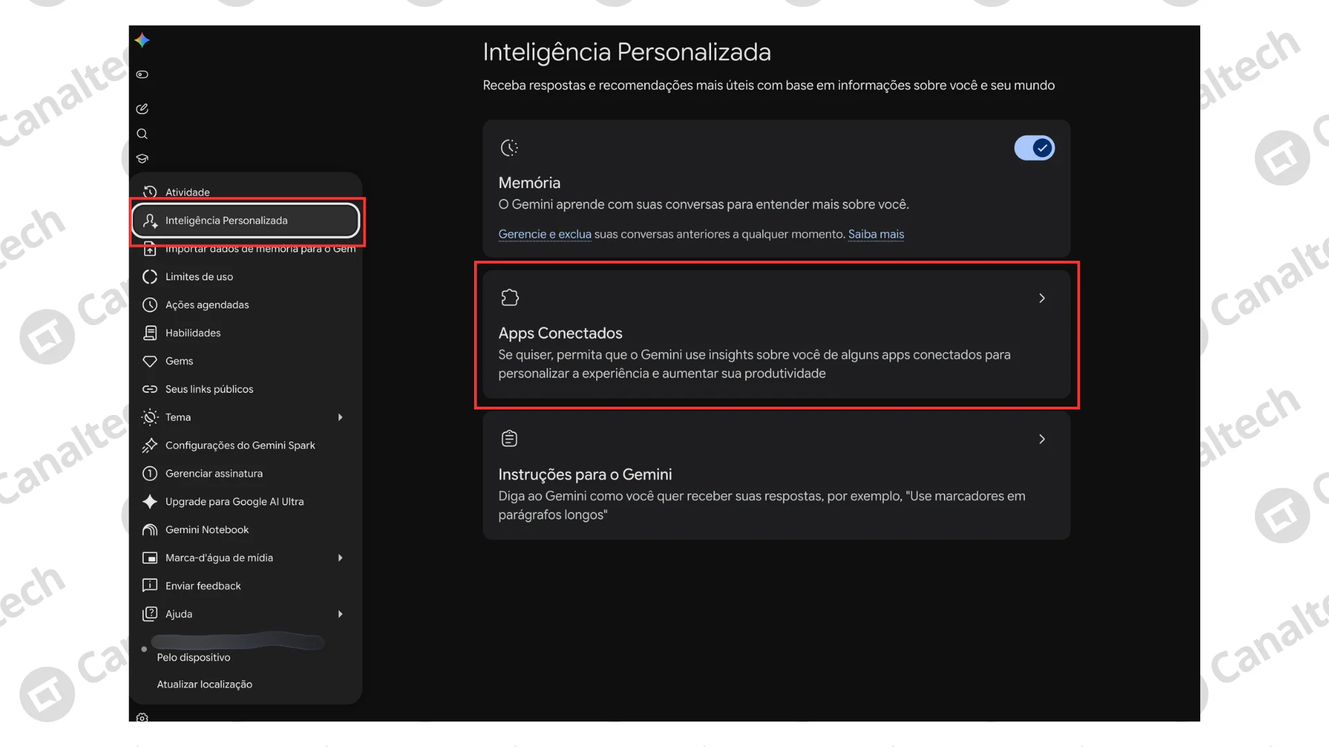Como conectar o Gemini aos apps do Google